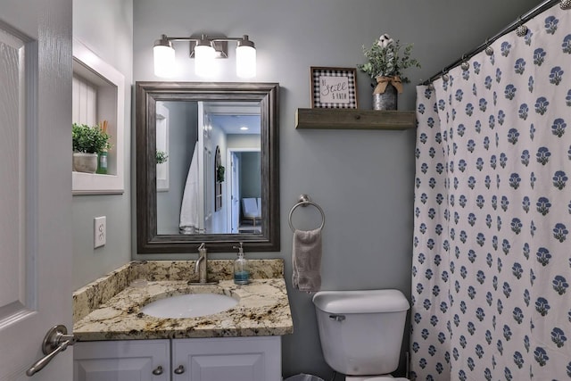11506 Sutherland Dr, Walton, KY 41094 - bathroom featuring toilet, vanity, and a shower with curtain