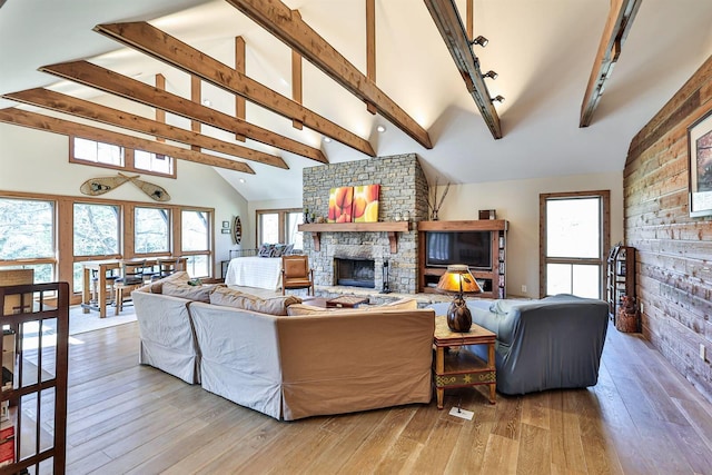 445 Elk Lake Resort Rd Unit 947-948, Owenton, KY 40359 - living room featuring a stone fireplace and light wood finished floors