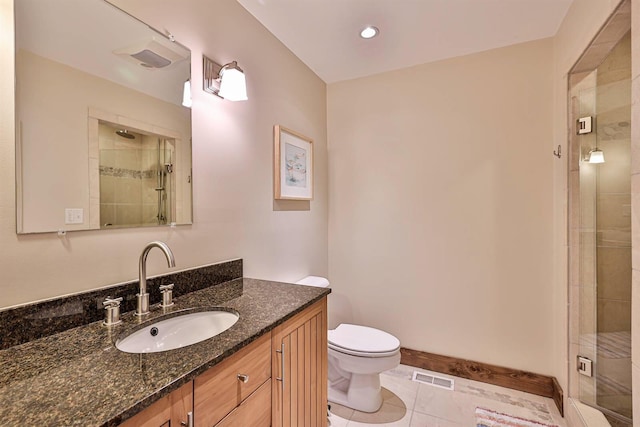 445 Elk Lake Resort Rd Unit 947-948, Owenton, KY 40359 - full bath featuring vanity, a shower stall, recessed lighting, and tile patterned flooring