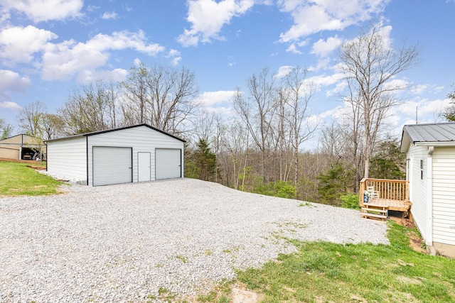 view of detached garage