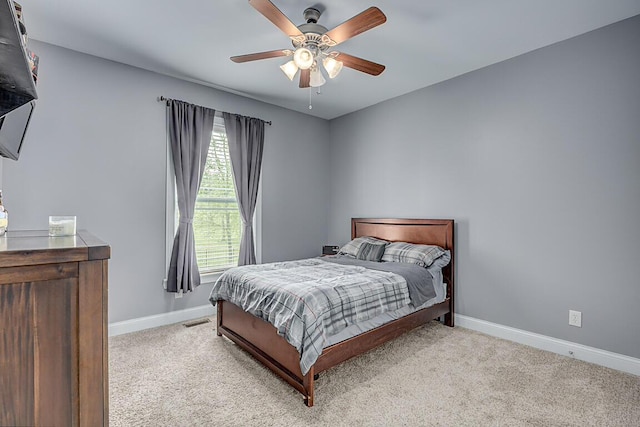 11660 Agarwood Dr, Walton, KY 41094 - bedroom with baseboards, a ceiling fan, visible vents, and light carpet