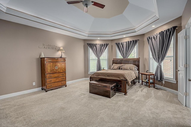11660 Agarwood Dr, Walton, KY 41094 - bedroom with a ceiling fan, baseboards, light colored carpet, and a raised ceiling