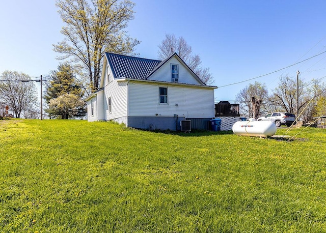 5375 Sherman Mount Zion, Dry Ridge, KY 41035 - view of property exterior featuring a lawn, cooling unit, and metal roof