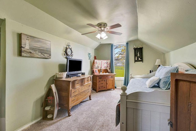 5375 Sherman Mount Zion, Dry Ridge, KY 41035 - bedroom with light carpet, vaulted ceiling, baseboards, and a ceiling fan