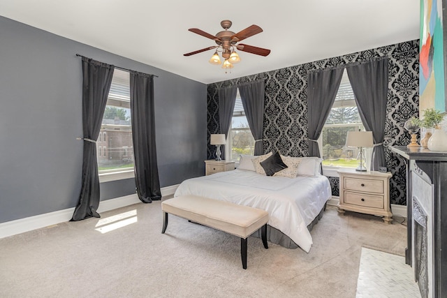 118 Electric Ave, Southgate, KY 41071 - carpeted bedroom featuring ceiling fan, baseboards, and wallpapered walls