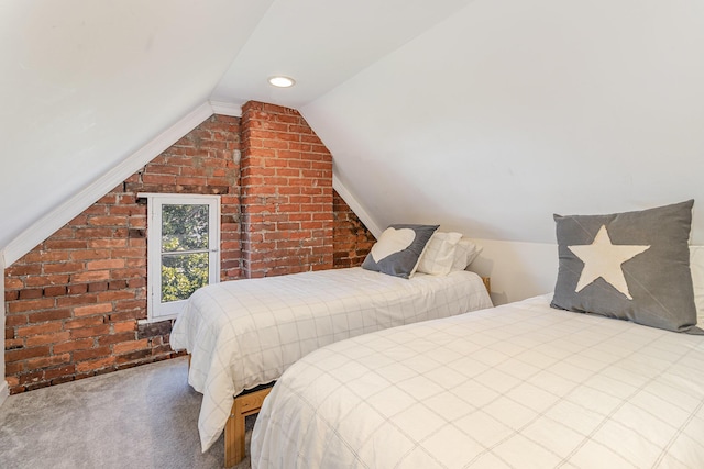 118 Electric Ave, Southgate, KY 41071 - carpeted bedroom featuring brick wall and vaulted ceiling
