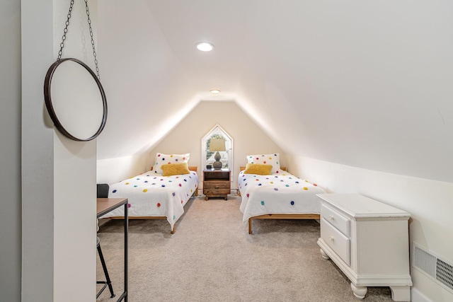 118 Electric Ave, Southgate, KY 41071 - bedroom with vaulted ceiling, carpet flooring, visible vents, and recessed lighting