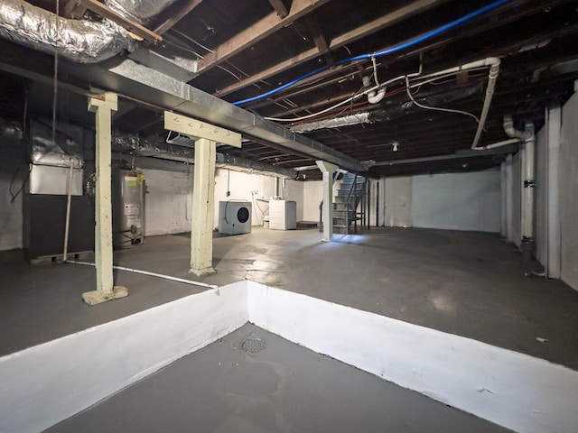 38 W 28th St, Covington, KY 41015 - unfinished basement featuring washer and clothes dryer and gas water heater