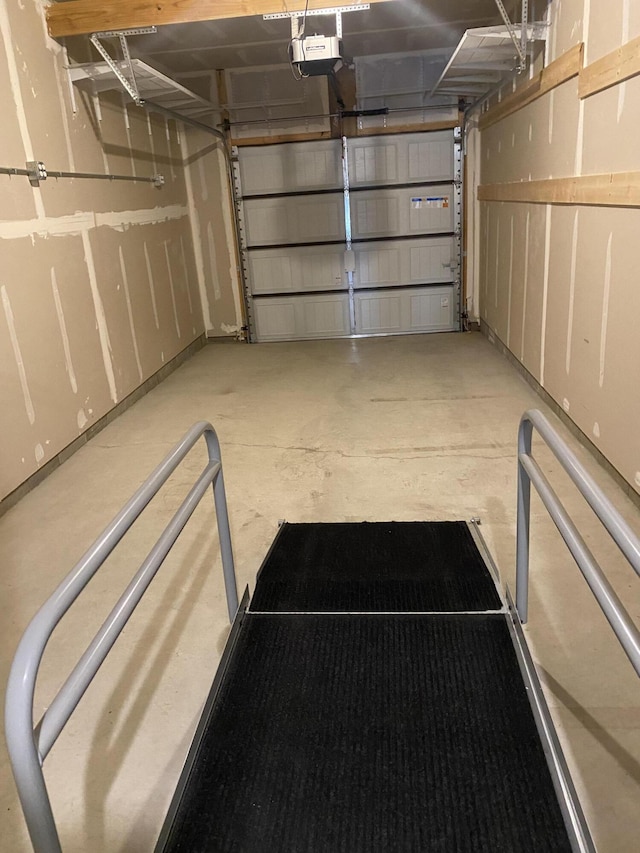 garage with a garage door opener
