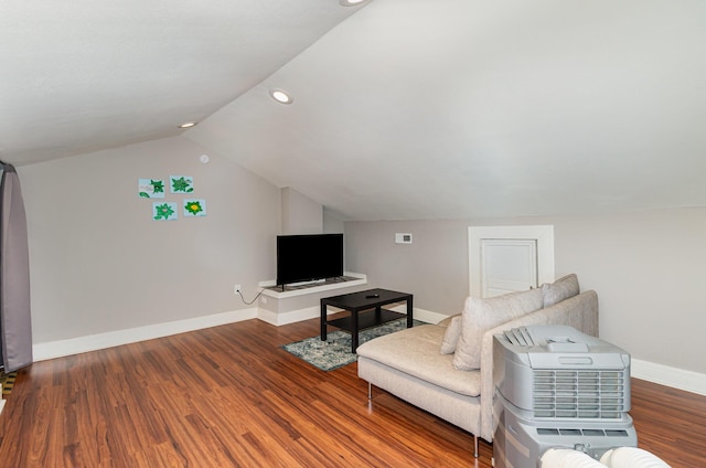 705 Bakewell St, Covington, KY 41011 - living area with recessed lighting, baseboards, wood finished floors, and lofted ceiling