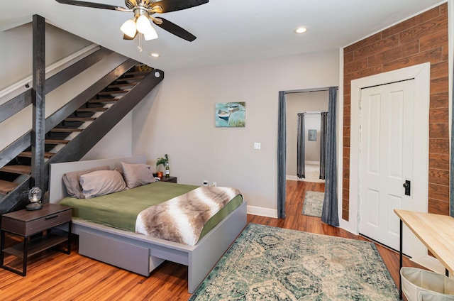 705 Bakewell St, Covington, KY 41011 - bedroom featuring baseboards, recessed lighting, ceiling fan, and wood finished floors