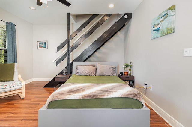 705 Bakewell St, Covington, KY 41011 - bedroom featuring baseboards, recessed lighting, ceiling fan, and wood finished floors