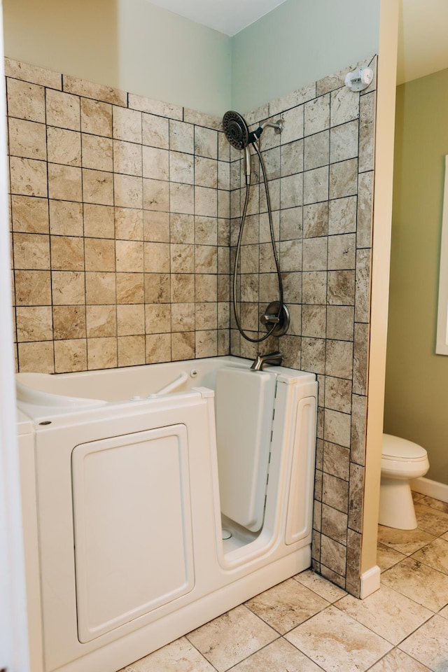 2225 Oakland Ave, Covington, KY 41015 - bathroom featuring tile patterned flooring, a bathing tub, a shower, and toilet