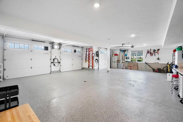 garage with recessed lighting