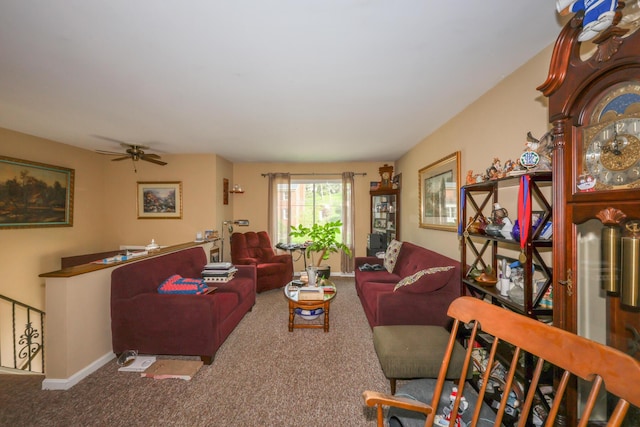 48 Bonnie Ln, Fort Thomas, KY 41075 - living area featuring a ceiling fan, carpet floors, and baseboards