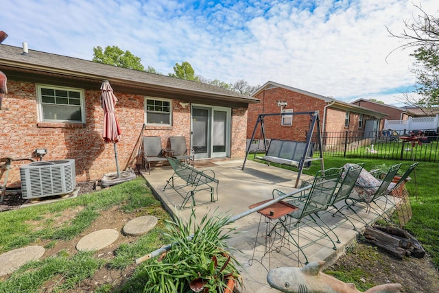 48 Bonnie Ln, Fort Thomas, KY 41075 - rear view of property featuring fence, cooling unit, a yard, and a patio area