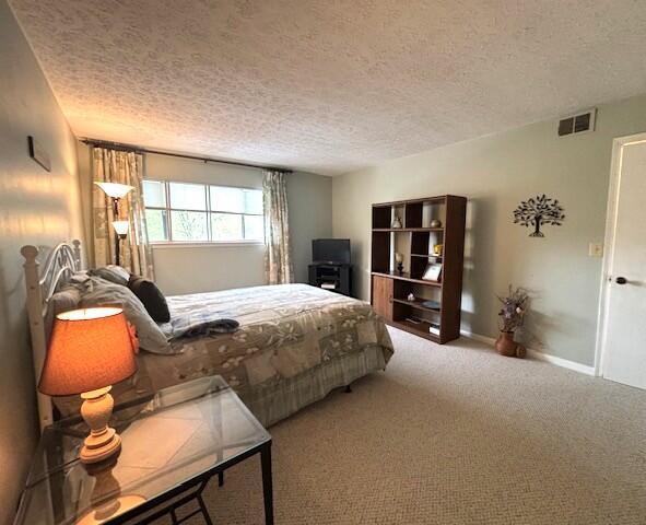 40 Fairway Ct Unit 14, Perry Park, KY 40363 - bedroom with a textured ceiling, visible vents, baseboards, and carpet floors