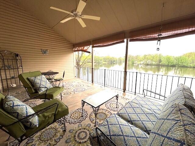 40 Fairway Ct Unit 14, Perry Park, KY 40363 - view of patio with ceiling fan and a water view