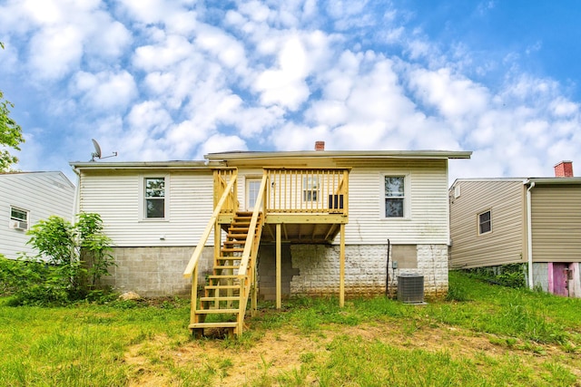 510 Fox St, Elsmere, KY 41018 - back of house with stairway and a wooden deck