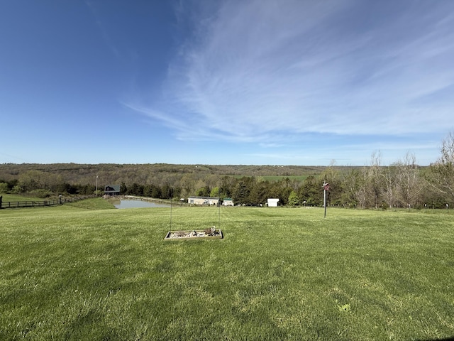 view of yard with a water view