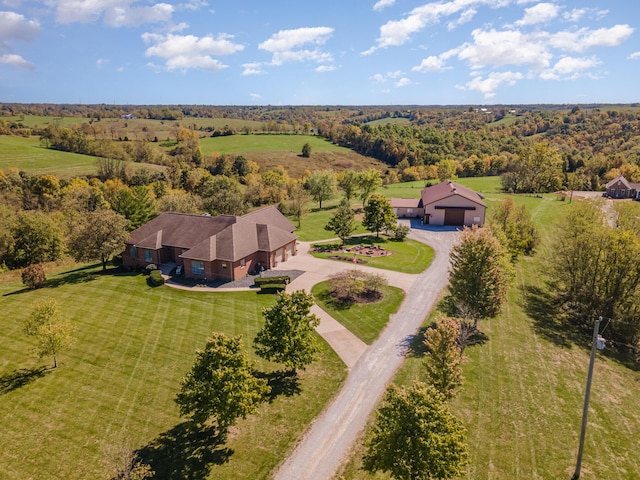 bird's eye view with a rural view