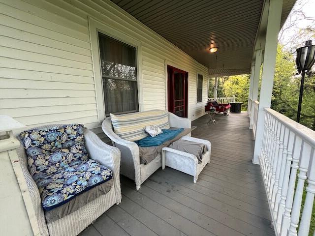 deck featuring covered porch