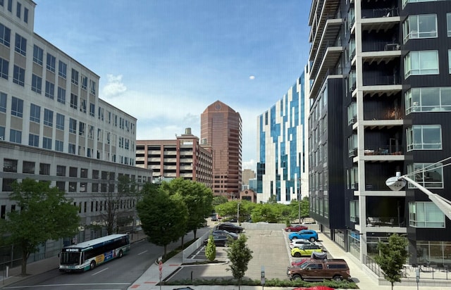view of building exterior featuring a view of city