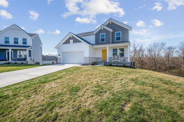 6482 Heathbrook Ct, Independence, KY 41051 - view of front of property featuring driveway, a porch, an attached garage, and a front lawn