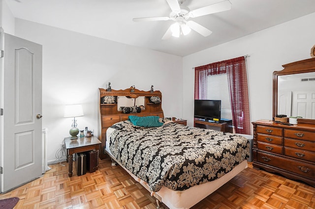 bedroom featuring ceiling fan
