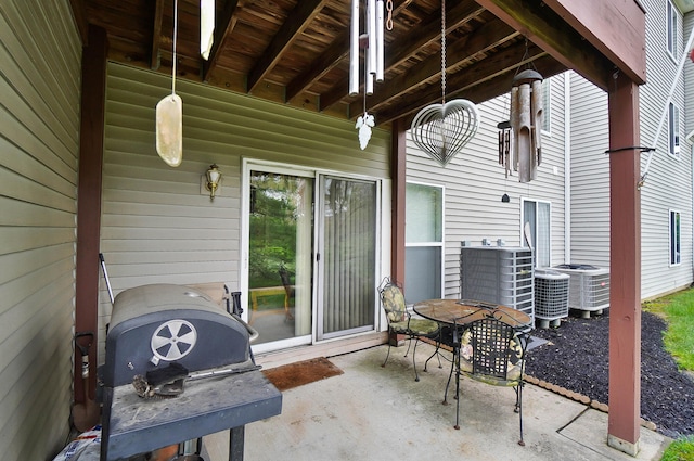 view of patio / terrace featuring central AC unit and outdoor dining space