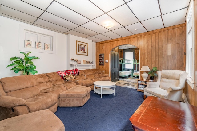 910 Hamlet St, Newport, KY 41071 - living area with arched walkways and wood walls