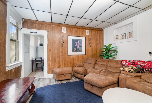 910 Hamlet St, Newport, KY 41071 - living room with light wood finished floors and wood walls