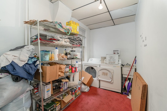 910 Hamlet St, Newport, KY 41071 - washroom featuring carpet, laundry area, and washing machine and clothes dryer