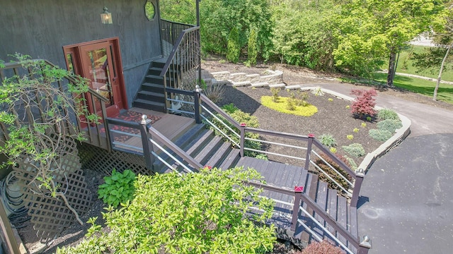 exterior space featuring stairs
