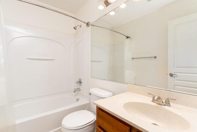 full bathroom featuring vanity, toilet, and shower / bath combo with shower curtain