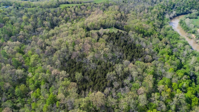 aerial view of property's location with a forest