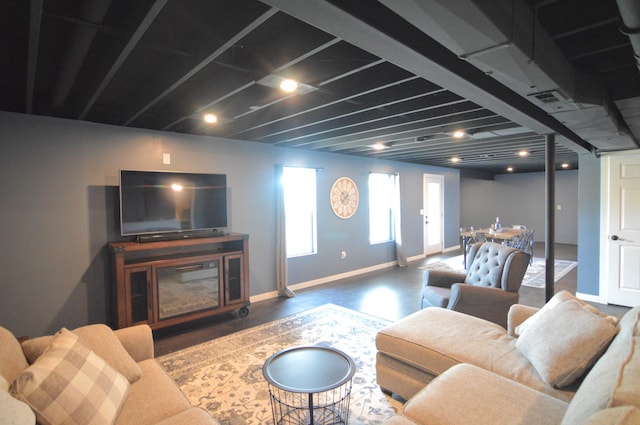 living room with baseboards