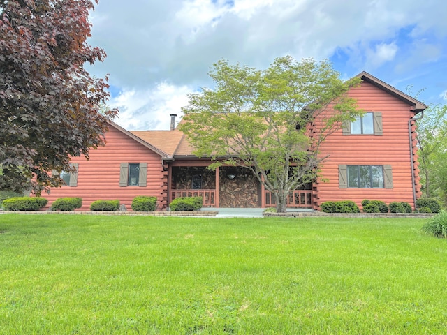 1376 Symbo Ln, Walton, KY 41094 - cabin with log siding and a front lawn