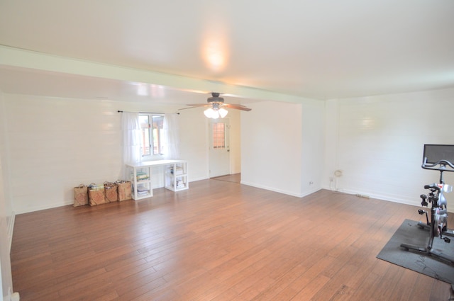 1376 Symbo Ln, Walton, KY 41094 - workout room with a ceiling fan and hardwood / wood-style flooring