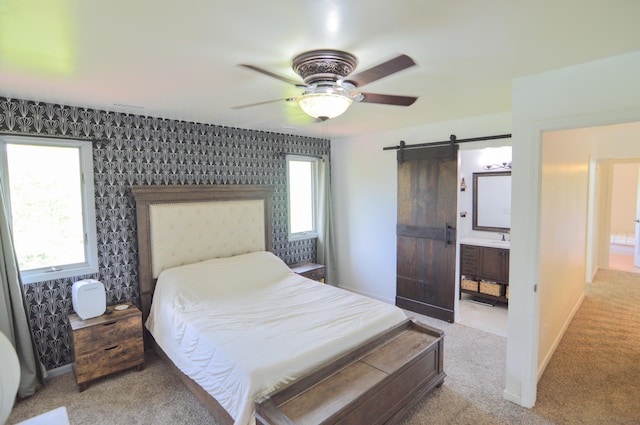 1376 Symbo Ln, Walton, KY 41094 - bedroom with multiple windows, carpet, and a barn door