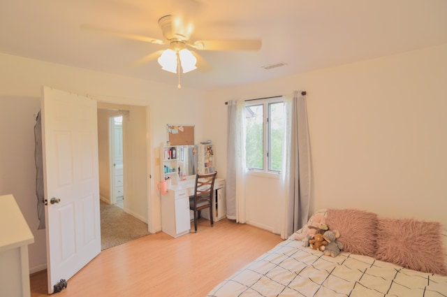 1376 Symbo Ln, Walton, KY 41094 - bedroom featuring a ceiling fan, visible vents, and light wood-style floors
