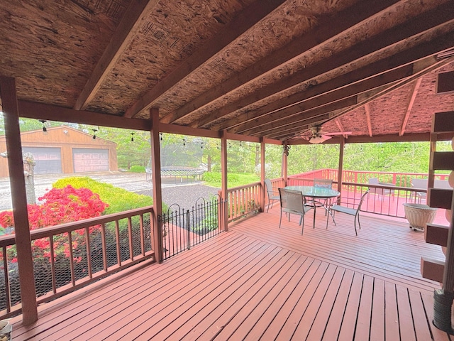 1376 Symbo Ln, Walton, KY 41094 - wooden deck featuring an outdoor structure and outdoor dining area