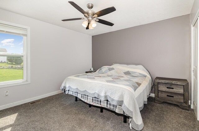 465 Eagle Creek Dr, Dry Ridge, KY 41035 - carpeted bedroom with baseboards, visible vents, and ceiling fan