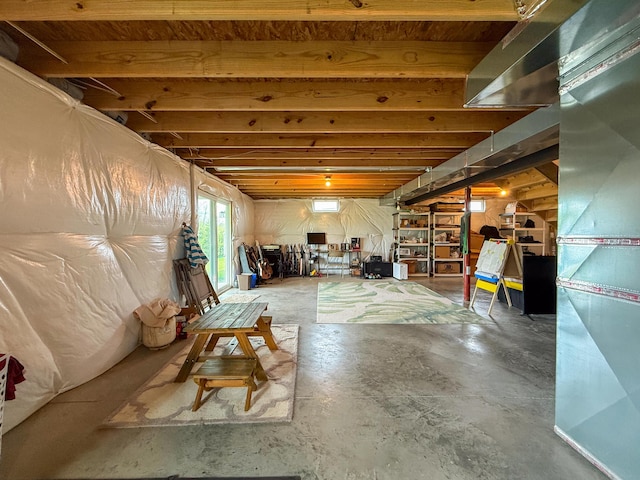 below grade area with heating unit
