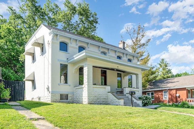 816 Highland Ave, Fort Wright, KY 41011 - italianate house featuring a chimney and covered porch