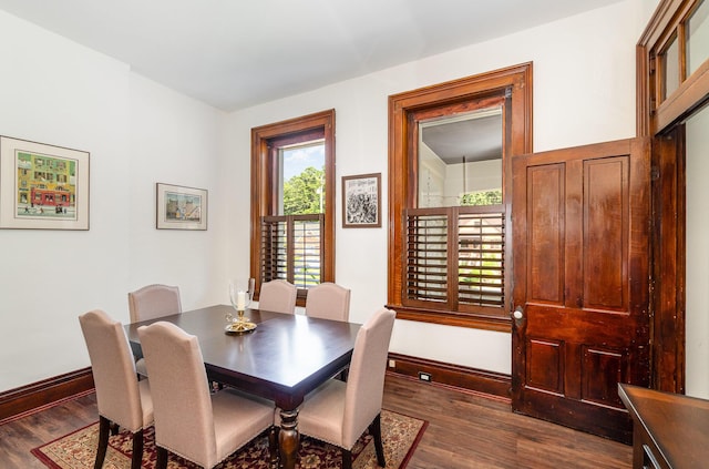816 Highland Ave, Fort Wright, KY 41011 - dining area featuring dark wood-style flooring and baseboards
