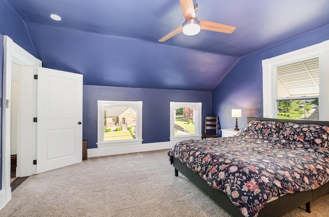 816 Highland Ave, Fort Wright, KY 41011 - bedroom with vaulted ceiling, carpet flooring, and ceiling fan