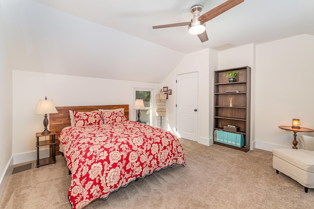 816 Highland Ave, Fort Wright, KY 41011 - bedroom with light colored carpet, vaulted ceiling, ceiling fan, and baseboards