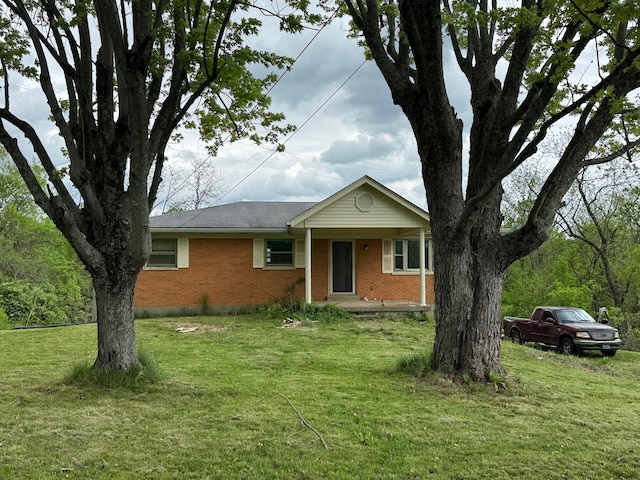 3390 Rector Rd, Morning View, KY 41063 - ranch-style home with a porch, brick siding, and a front lawn