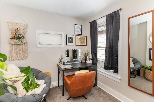 office featuring baseboards and carpet